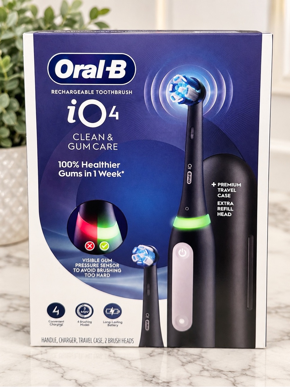 NEW IN BOX! Oral-B iO4 Electric Toothbrush Black 2 Heads Travel Case
